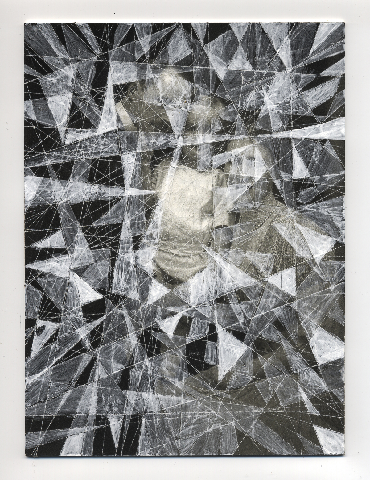 »No title« 2014, acrylic paint on magazine page, 14.3 x 19.4 cm