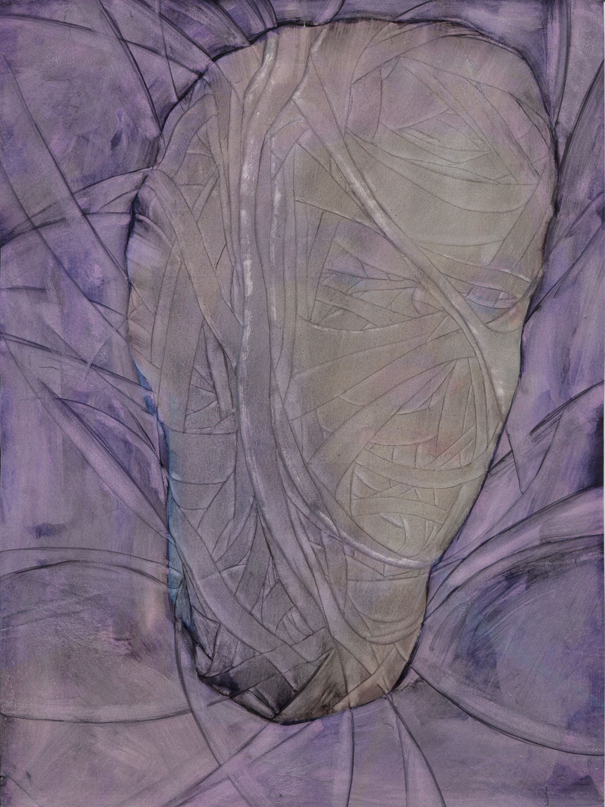"Embedded", 2017, lavenderoil on magazine page, 19.6 x 27.6 cm