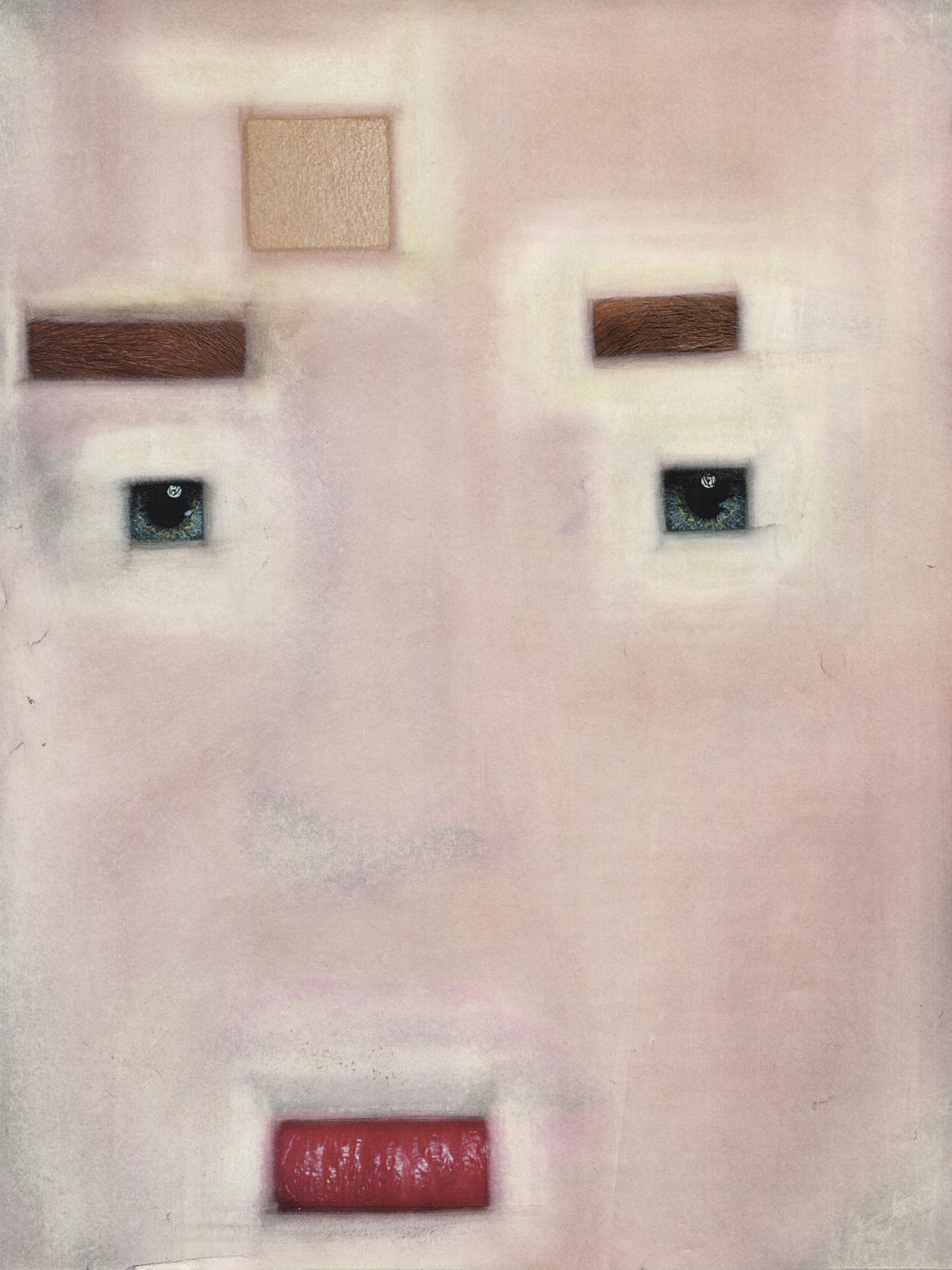 "Optimized portrait", 2017, lavenderoil on magazine page, 21.3 x 28.8 cm