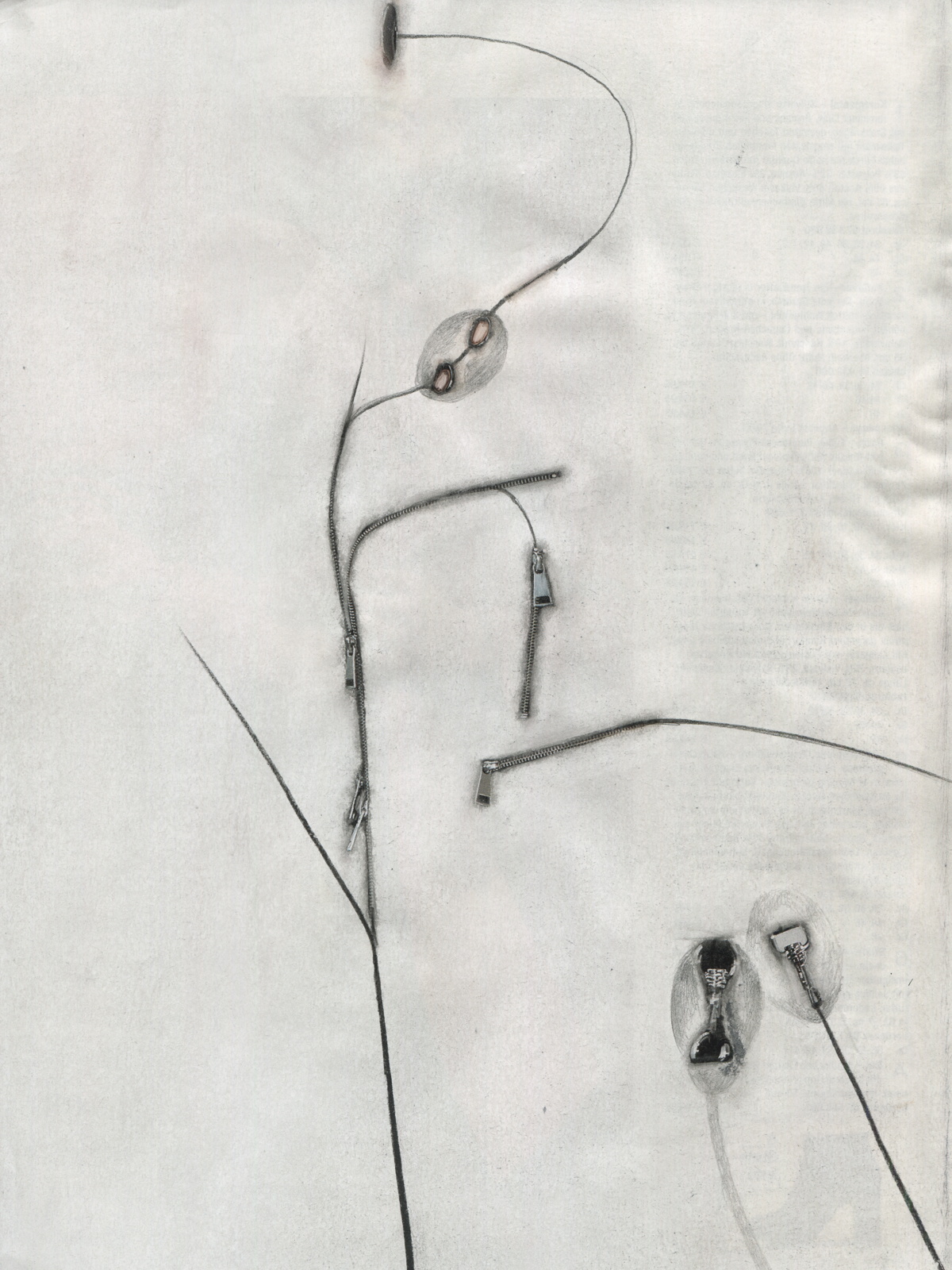 "Absence", 2017, lavenderoil, pencil on magazine page, 21.3 x 28.9 cm