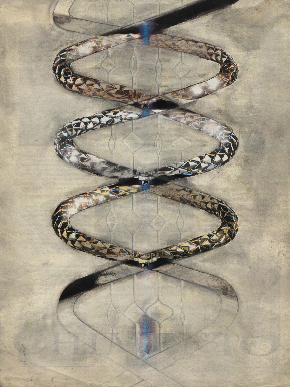 "My Funny DNA", 2017, lavenderoil, penci on magazine page, 22.2 x 28.3 cm