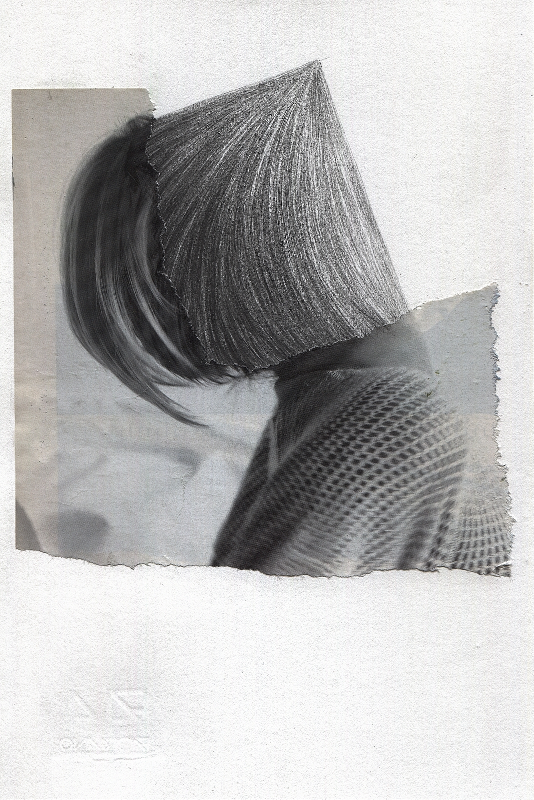 "Rectangular", 2013, pencil, collage, 16.5 x 24 cm