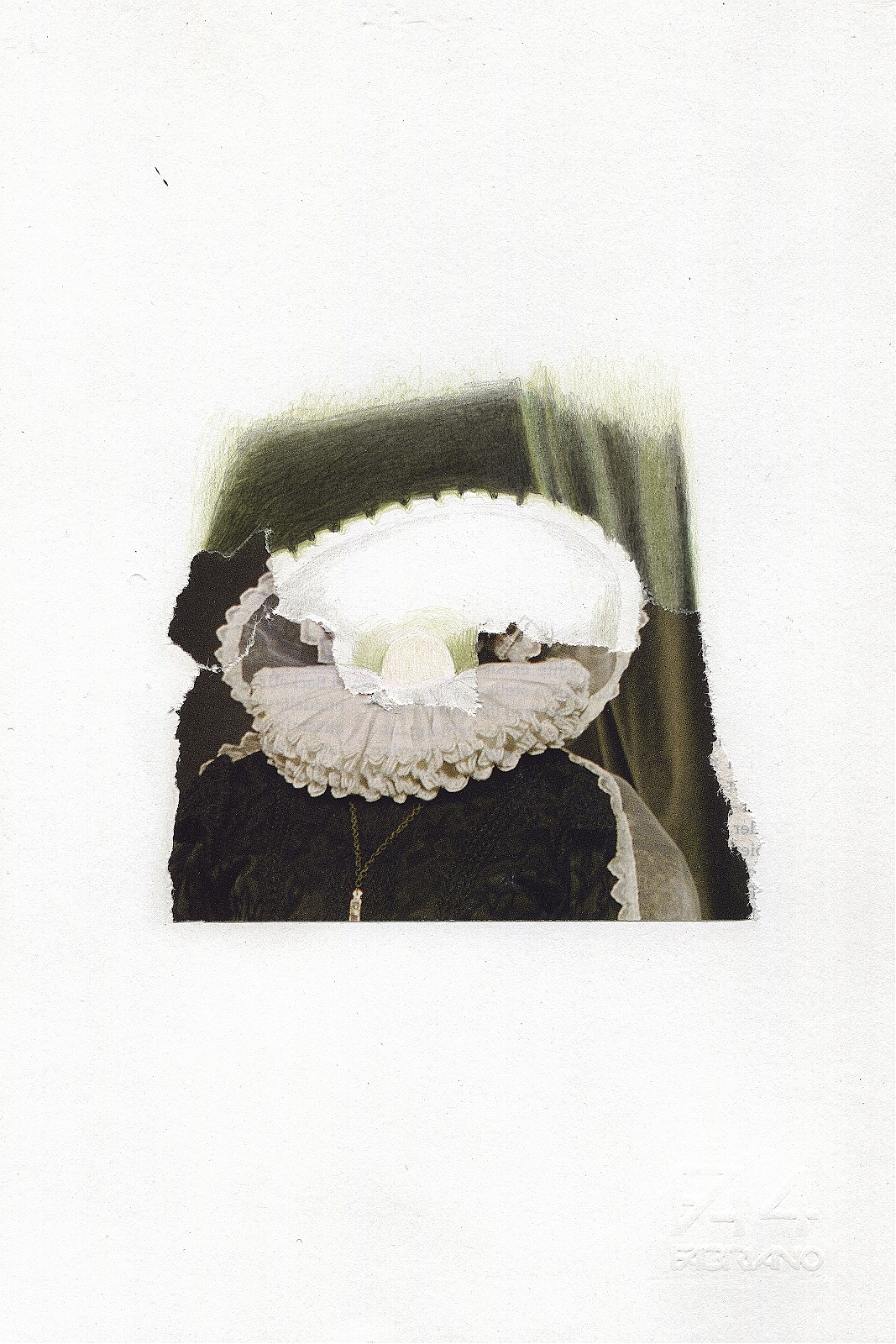 "Headless", 2013, pencil, collage, 16.5 x 24 cm