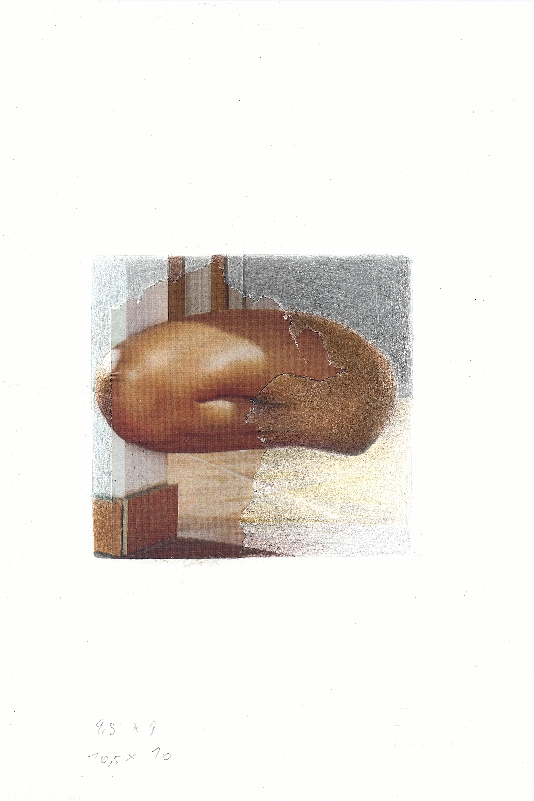 "o.T.", 2013, pencil, collage, 16.5 x 24 cm