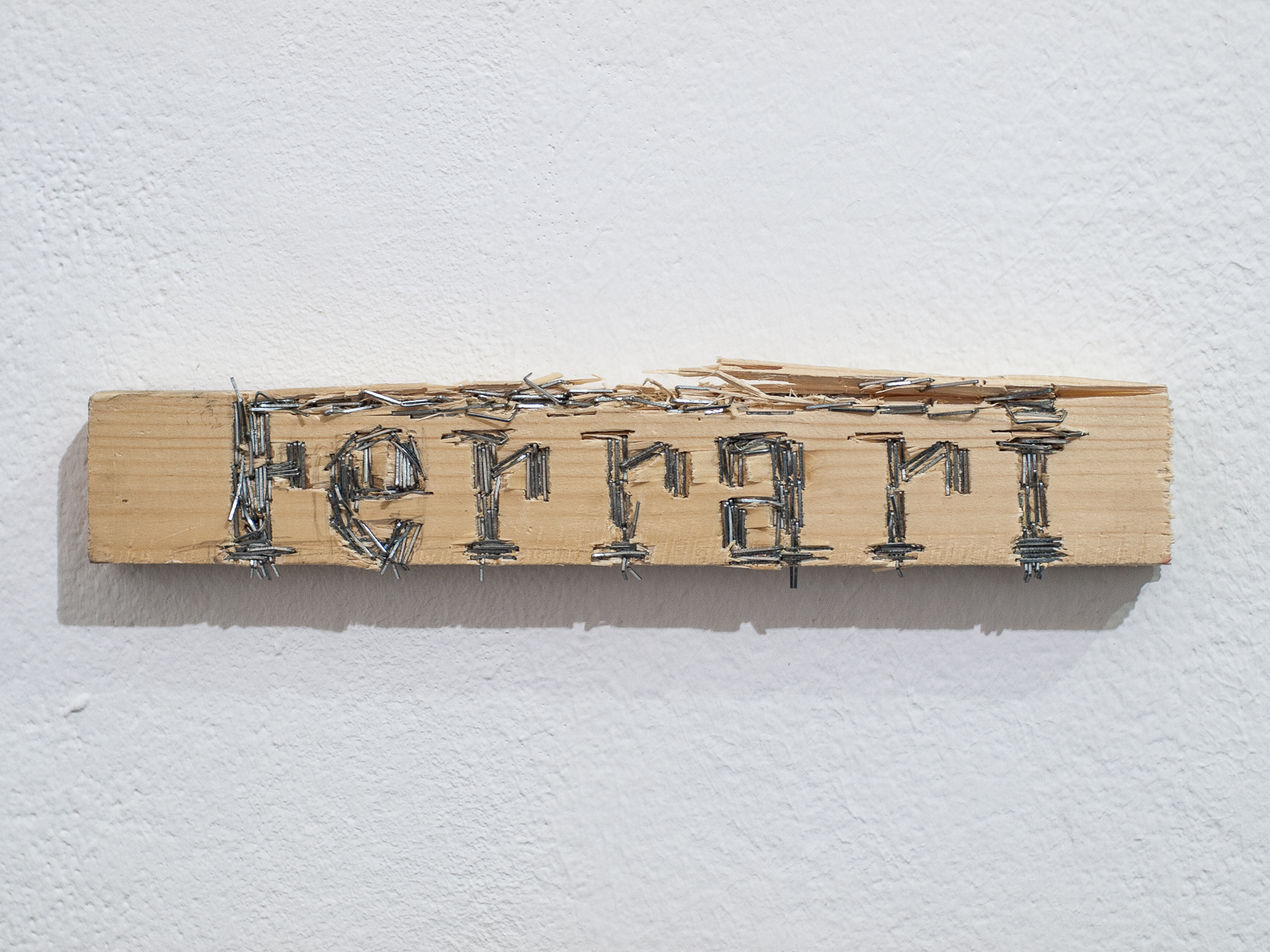 »Stapled Ferrari«, staples, wood, 28.8 x 5 x 2.3 cm